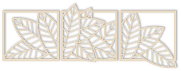 Holzbilder mit Blatt Motiven in verschiedenen Farben und Größen